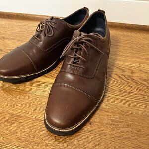 Brown Leather Cole Haan Richardson Grand 360 cap-toe Oxford Shoes, Size 13